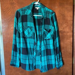 Merona green and black flannel